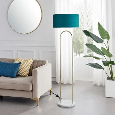 FurnitureboxUK Danielle Art Deco Floor Lamp - Brass, Teal Velvet, Marble FurnitureboxUK Danielle Art Deco Floor Lamp - Brass, Teal Velvet, Marble