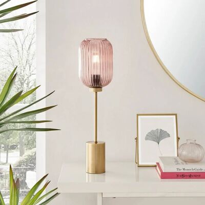 Furniturebox Uk Coral Table Lamp Pink Glass Shade Brass Base - Table Lamp Furniturebox Uk Coral Table Lamp Pink Glass Shade Brass Base - Table Lamp