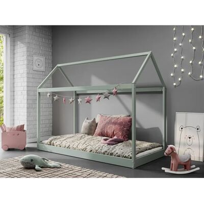 Taylor - Kids Wooden House Bed - Pastel Green - Single - Bed Taylor - Kids Wooden House Bed - Pastel Green - Single - Bed