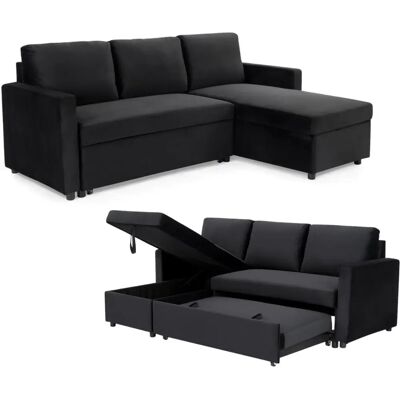 Home Detail - Dorset - Black Velvet - 3 Seater Sofa Bed Home Detail - Dorset - Black Velvet - 3 Seater Sofa Bed