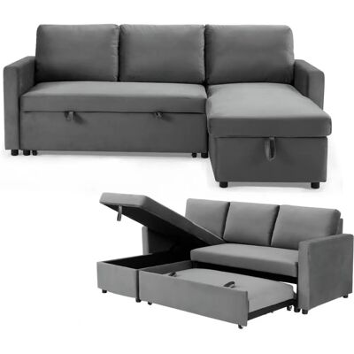 Home Detail - Dorset - Grey - Velvet - 3-seater - Sofa bed Home Detail - Dorset - Grey - Velvet - 3-seater - Sofa bed