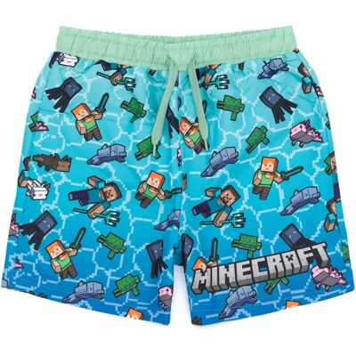 Vanilla Underground Minecraft Boys Blue Creeper Swim Shorts - Kids' Swimwear Vanilla Underground Minecraft Boys Blue Creeper Swim Shorts - Kids' Swimwear
