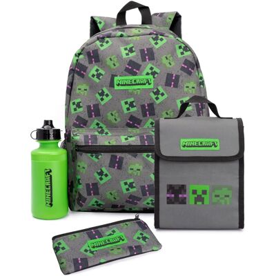 Ensemble de Sac à Dos Minecraft Creeper - 4 Pièces - Gris - Publicité Ensemble de Sac à Dos Minecraft Creeper - 4 Pièces - Gris - Publicité