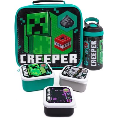Minecraft Black Kids Lunch Set with Bottle & Snack Pots Minecraft Black Kids Lunch Set with Bottle & Snack Pots