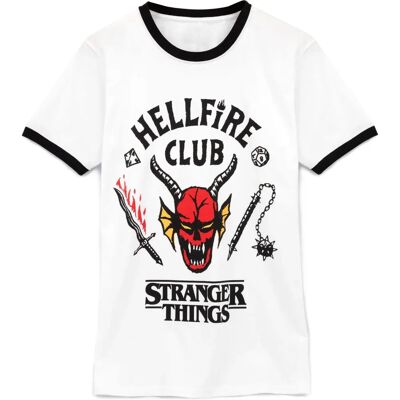 Vanilla Underground Stranger Things Logo Hellfire Club Branco Médio - Camiseta Vanilla Underground Stranger Things Logo Hellfire Club Branco Médio - Camiseta