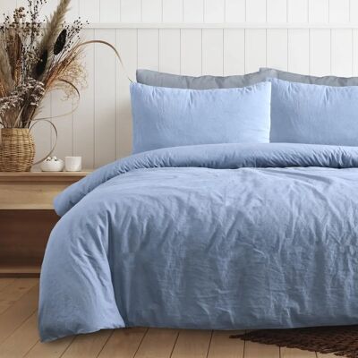 Sleepdown Blue Cotton Duvet Cover Set - Duvet Cover & Pillowcase Sleepdown Blue Cotton Duvet Cover Set - Duvet Cover & Pillowcase