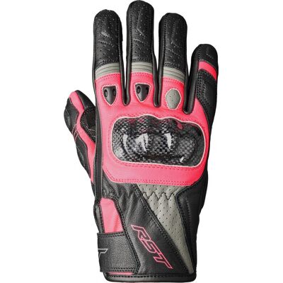 Guantes de Motocicleta de Cuero para Mujer RST Stunt III - Negro Rosa Gris Guantes de Motocicleta de Cuero para Mujer RST Stunt III - Negro Rosa Gris