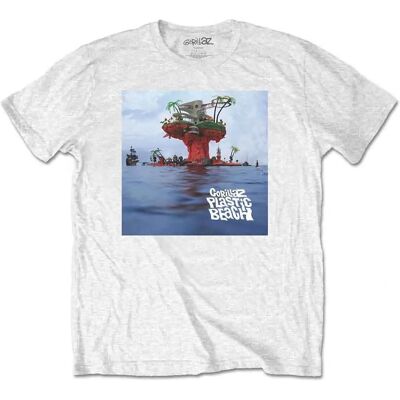 Gorillaz Modell XXL - Plastic Beach T-shirt - Vit Gorillaz Modell XXL - Plastic Beach T-shirt - Vit