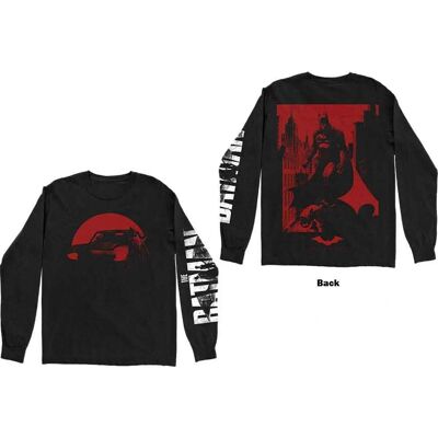 DC Comics Black Long Sleeve T-shirt - The Batman Red Car & Figure DC Comics Black Long Sleeve T-shirt - The Batman Red Car & Figure