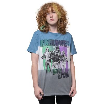 Ramones Hey Ho Retro Dip Dye Blå Small - T-shirt Ramones Hey Ho Retro Dip Dye Blå Small - T-shirt