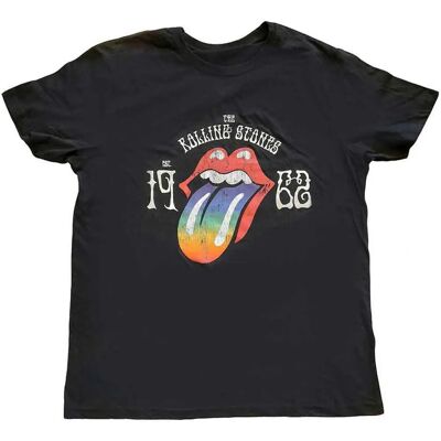 The Rolling Stones Sixty Rainbow Tongue 1962 Puff Print T-Shirt - Rock The Rolling Stones Sixty Rainbow Tongue 1962 Puff Print T-Shirt - Rock