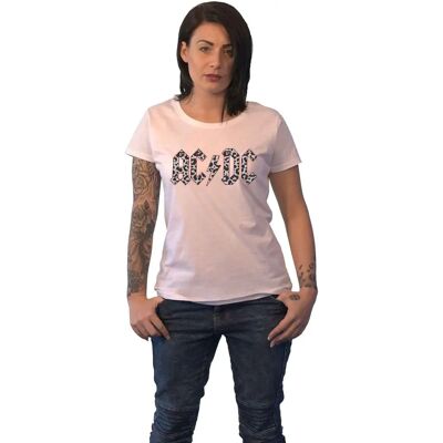 AC/DC Vit Leopardmönstrad Skinny Fit T-shirt - T-shirt AC/DC Vit Leopardmönstrad Skinny Fit T-shirt - T-shirt