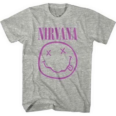 Nirvana Unisex T-shirt - Lila Grunge Smajly Grå XXL Nirvana Unisex T-shirt - Lila Grunge Smajly Grå XXL