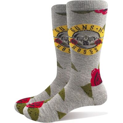 Guns N' Roses Bullet Roses Socks - Unisex Grey UK Size 7-11 Guns N' Roses Bullet Roses Socks - Unisex Grey UK Size 7-11