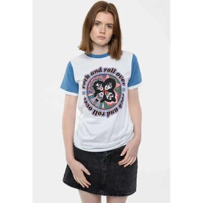 Kiss Rock and Roll Over Ringer T Shirt White S - T-shirt Kiss Rock and Roll Over Ringer T Shirt White S - T-shirt