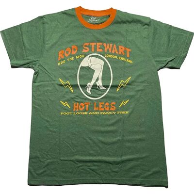 Rod Stewart Unisex Grön Ringer T-shirt - Hot Legs Rod Stewart Unisex Grön Ringer T-shirt - Hot Legs