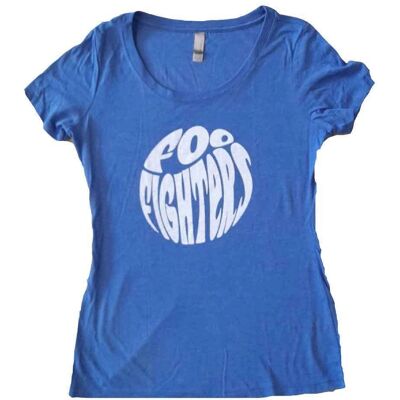 Foo Fighters Blå 70-tal Logo Slim Fit T-Shirt - T-Shirt Foo Fighters Blå 70-tal Logo Slim Fit T-Shirt - T-Shirt