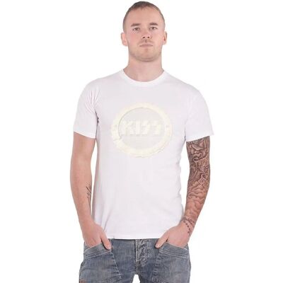 KISS XXL White Buzzsaw T-Shirt - Unisex High Build Logo KISS XXL White Buzzsaw T-Shirt - Unisex High Build Logo