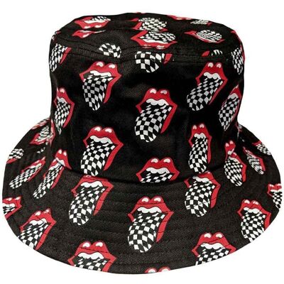 Rolling Stones unisex bucket-hatt - Checker tongue-mönster - Large/x-large Rolling Stones unisex bucket-hatt - Checker tongue-mönster - Large/x-large