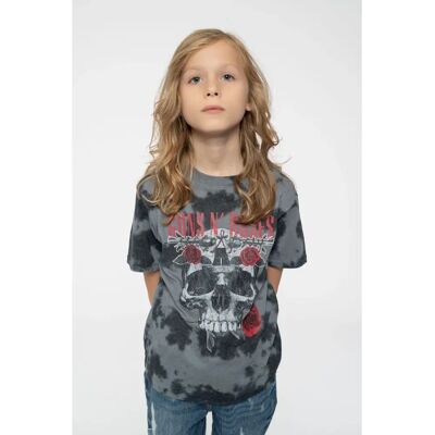 Barnens Guns N' Roses T-shirt - Blomster Skalle, Unisex Barnens Guns N' Roses T-shirt - Blomster Skalle, Unisex