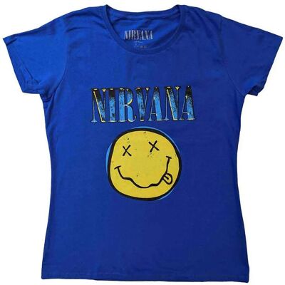 Nirvana Happy Face Blå T-shirt - T-shirt Nirvana Happy Face Blå T-shirt - T-shirt
