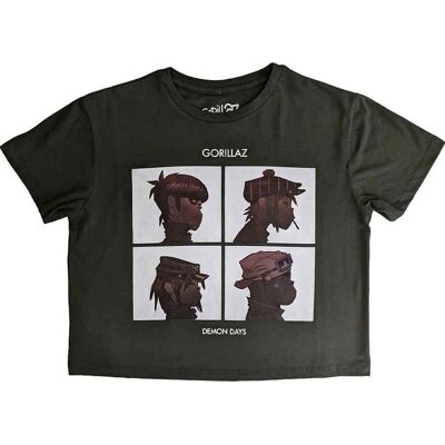 Gorillaz Demon Days Grön Crop Top Liten - T-Shirt Gorillaz Demon Days Grön Crop Top Liten - T-Shirt