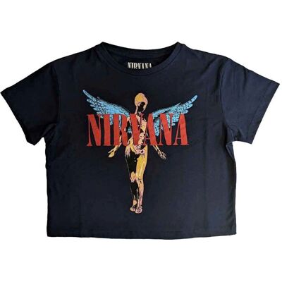 Nirvana In Utero Angelic Marinblå Crop Top - Top Nirvana In Utero Angelic Marinblå Crop Top - Top