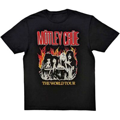 Motley Crue Vintage World Tour Flames T-shirt - Unisex Motley Crue Vintage World Tour Flames T-shirt - Unisex