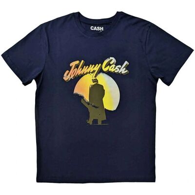 Johnny Cash Walking Guitar Marinblå T-shirt - T-Shirt Johnny Cash Walking Guitar Marinblå T-shirt - T-Shirt