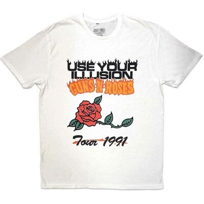 Guns N' Roses Vit Officiell T-shirt Use Your Illusion Tour 1991 Guns N' Roses Vit Officiell T-shirt Use Your Illusion Tour 1991