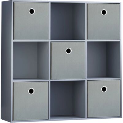 Vida Designs - Durham 3x3 Cube Shelf Drawer Bookcase - Grey - 5 Baskets - Bookcase Vida Designs - Durham 3x3 Cube Shelf Drawer Bookcase - Grey - 5 Baskets - Bookcase