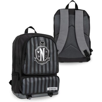 Sac à dos Nevermore - Wednesday B.active Gris et Noir - Publicité Sac à dos Nevermore - Wednesday B.active Gris et Noir - Publicité