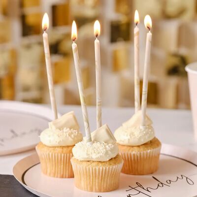 Ginger Ray Altas Velas de Cumpleaños de Mármol - Velas para Pastel de Cumpleaños Ginger Ray Altas Velas de Cumpleaños de Mármol - Velas para Pastel de Cumpleaños