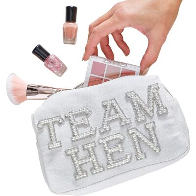 Ginger Ray Team Hen Make-up Tasje - 20cm x 12cm Wit - Make-up Tas Ginger Ray Team Hen Make-up Tasje - 20cm x 12cm Wit - Make-up Tas