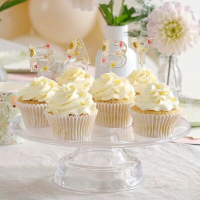Ginger Ray Baby Shower Topper Cupcake Fleurs Pressées Jaune Ginger Ray Baby Shower Topper Cupcake Fleurs Pressées Jaune