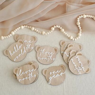 Ginger Ray 13x Marqueurs de Jalons en Bois Tête d'Ours - Cadeau Baby Shower Ginger Ray 13x Marqueurs de Jalons en Bois Tête d'Ours - Cadeau Baby Shower