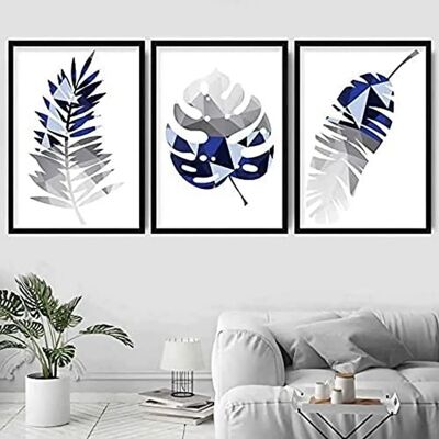 Artze Model - Set of 3 Tropical Geometric Wall Art - 30x40cm Artze Model - Set of 3 Tropical Geometric Wall Art - 30x40cm