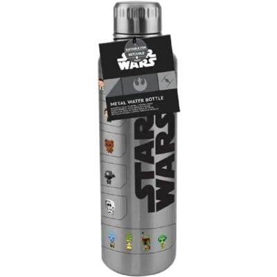 Botella de agua metálica Star Wars de Paladone - 500ml - Acero inoxidable, Tapa a rosca - Oficial Botella de agua metálica Star Wars de Paladone - 500ml - Acero inoxidable, Tapa a rosca - Oficial
