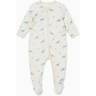 MORI Baby Zip Schlafanzug - Dino Print, Creme - Baby Schlafanzug MORI Baby Zip Schlafanzug - Dino Print, Creme - Baby Schlafanzug
