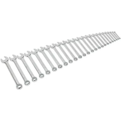 Loops 25pc Slim Handled Combination Spanner Set 12 Point Metric Ring Open End Head Loops 25pc Slim Handled Combination Spanner Set 12 Point Metric Ring Open End Head