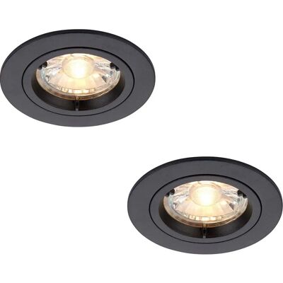 Loops 2 PACK Recessed Ceiling Downlight - 50W GU10 Black - Indoor Lighting Loops 2 PACK Recessed Ceiling Downlight - 50W GU10 Black - Indoor Lighting