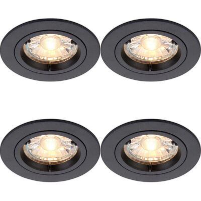 Loops 4 Pack Recessed Fixed Ceiling Downlight - 50W GU10 Reflector - Matt Black - Ceiling Downlight Loops 4 Pack Recessed Fixed Ceiling Downlight - 50W GU10 Reflector - Matt Black - Ceiling Downlight