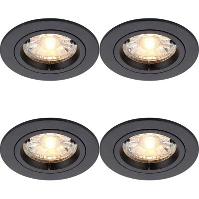 Loops 4 Pack Recessed Fixed Ceiling Downlight - 50W GU10 Reflector - Matt Black - Ceiling Downlight Loops 4 Pack Recessed Fixed Ceiling Downlight - 50W GU10 Reflector - Matt Black - Ceiling Downlight