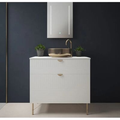 Loops 500 x 700mm IP44 LED Bathroom Mirror - Tunable White - Demister & Shaver Socket - White Loops 500 x 700mm IP44 LED Bathroom Mirror - Tunable White - Demister & Shaver Socket - White