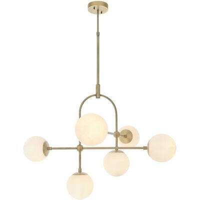 Loops Antique Brass Multi Arm Ceiling Light - 6 Bulb Indoor Pendant Loops Antique Brass Multi Arm Ceiling Light - 6 Bulb Indoor Pendant