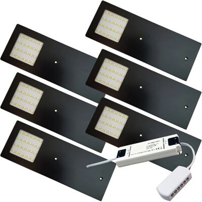 Loops 6x MATT BLACK Ultra-Slim Rectangle Kitchen Light & Driver Kit - Natural White LED Loops 6x MATT BLACK Ultra-Slim Rectangle Kitchen Light & Driver Kit - Natural White LED
