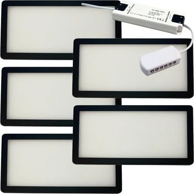 Loops 5x MATT BLACK Ultra-Slim Rectangle Under Cabinet Kitchen Light - Warm White Diffused LED Loops 5x MATT BLACK Ultra-Slim Rectangle Under Cabinet Kitchen Light - Warm White Diffused LED