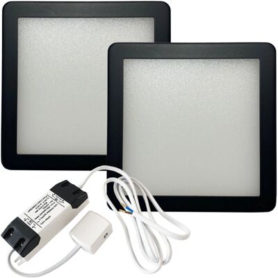 Loops Matt Black 2x Slim Square Under Cabinet LED Light Kit - Natural White Loops Matt Black 2x Slim Square Under Cabinet LED Light Kit - Natural White