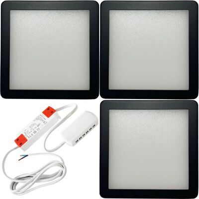 Loops 3x MATT BLACK Ultra-Slim Square Under Cabinet Kitchen Light - Natural White - LED Loops 3x MATT BLACK Ultra-Slim Square Under Cabinet Kitchen Light - Natural White - LED