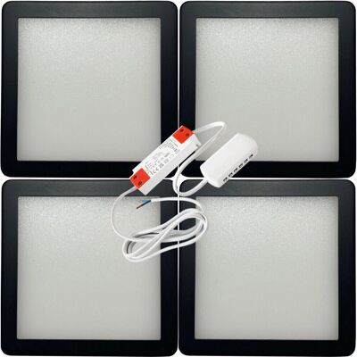 Loops 4x MATT BLACK Ultra-Slim Square Under Cabinet Kitchen Light - Warm White LED Loops 4x MATT BLACK Ultra-Slim Square Under Cabinet Kitchen Light - Warm White LED